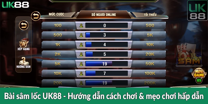 Bài sâm lốc UK88 - Hướng dẫn cách chơi & mẹo chơi hấp dẫn