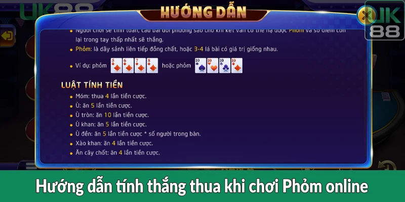 Hướng dẫn tính thắng thua khi chơi Phỏm online
