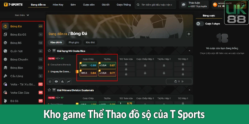 Kho game Thể Thao đồ sộ của T Sports