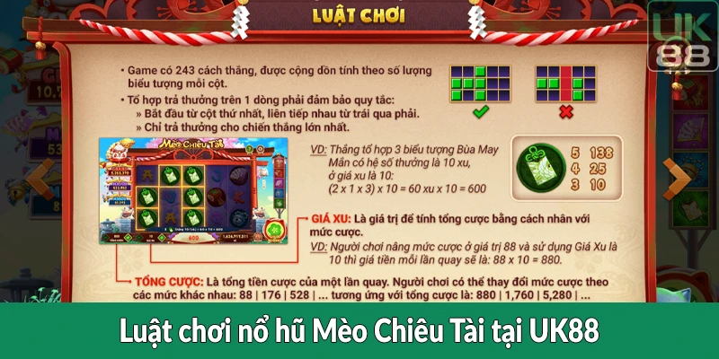 Luật chơi nổ hũ Mèo Chiêu Tài tại UK88