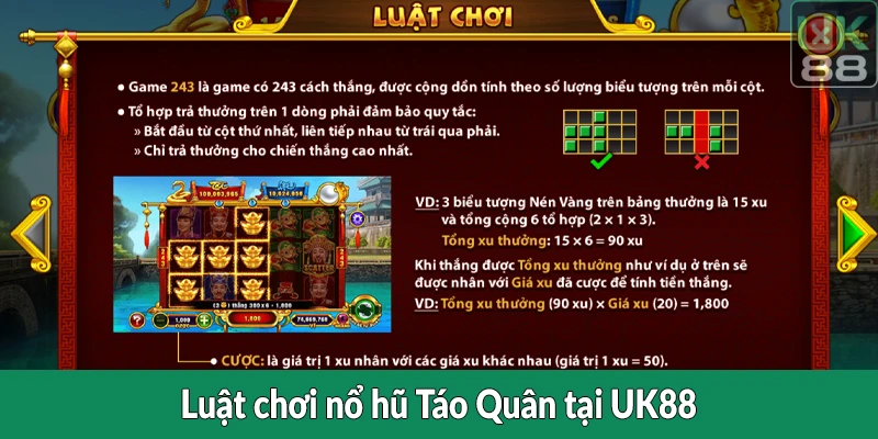 Luật chơi nổ hũ Táo Quân tại UK88