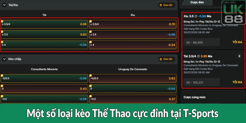 Một số loại kèo Thể Thao cực đỉnh tại T-Sports