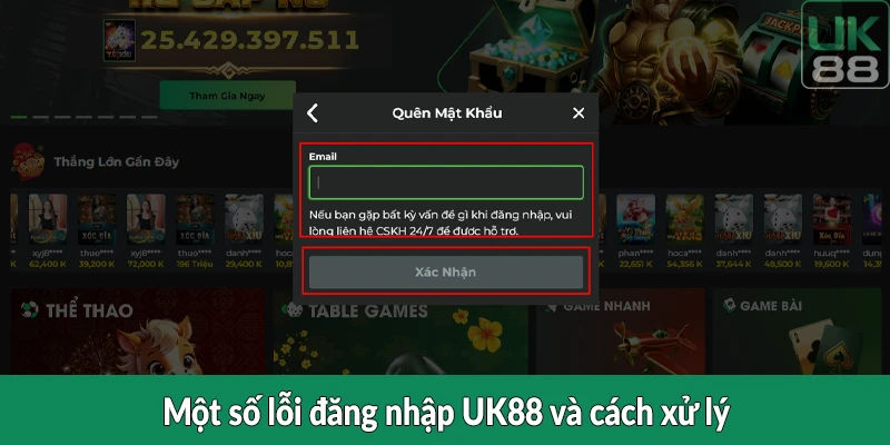 Một số lỗi đăng nhập UK88 và cách xử lý