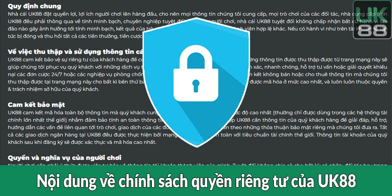 Nội dung về chính sách quyền riêng tư của UK88