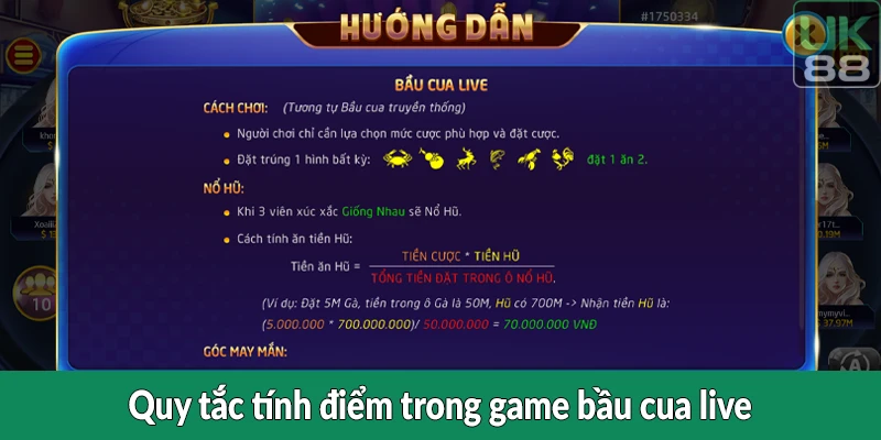 Quy tắc tính điểm trong game bầu cua live