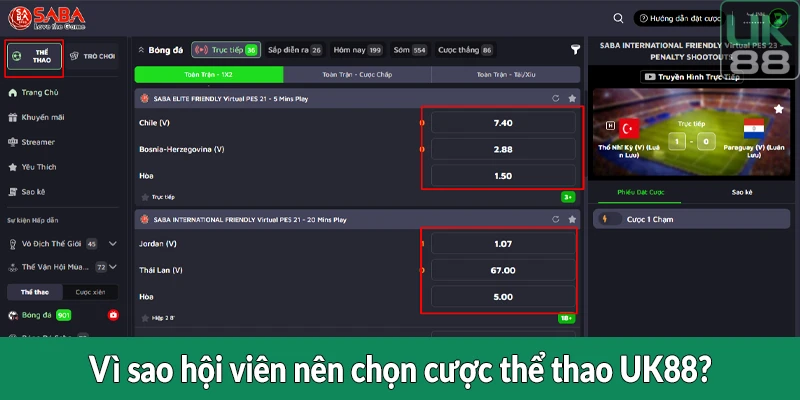 Vì sao hội viên nên chọn cược thể thao UK88?